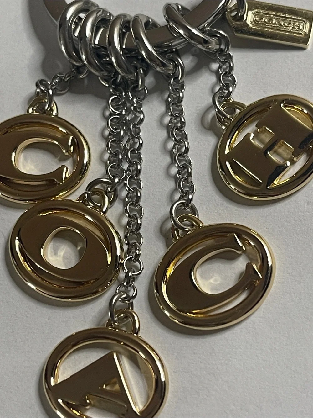 Coach Gold and Silver Letter Charm Keyring and Coach Pen